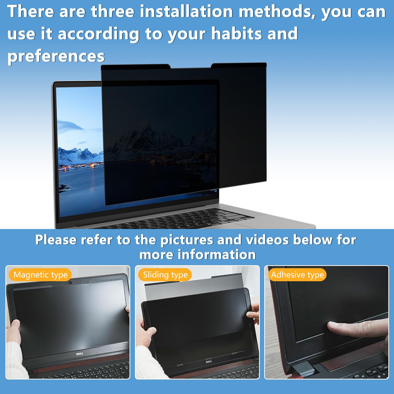 Filtre de Confidentialité 14 Pouces Amovible Anti Espion Anti-Lumière Bleu pour Écran Ordinateur Moniteur 14" 16:10