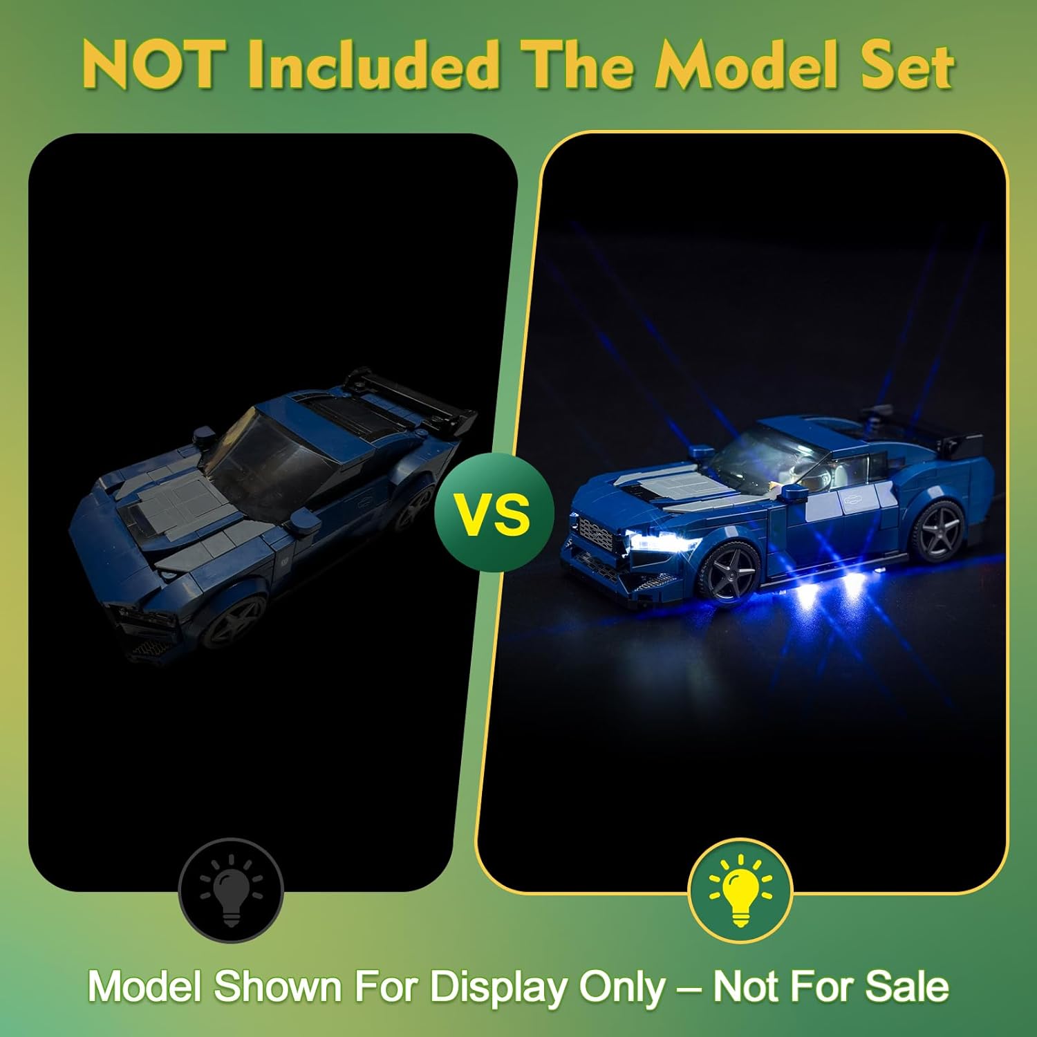 VONADO LED Light Kit Compatible with Lego Ford Mustang Dark Horse Sports Car 76920 (No Models Only Light) Creative Lighting Set Accessories Compatible with Lego Ford Mustang 76920 Building Set