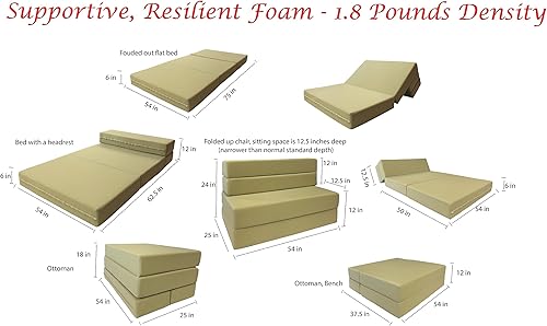 Miniatura 2 de D&D Futon Furniture Colchón plegable de espuma, sofá cama, camas de invitados (tamaño matrimonial, morado)