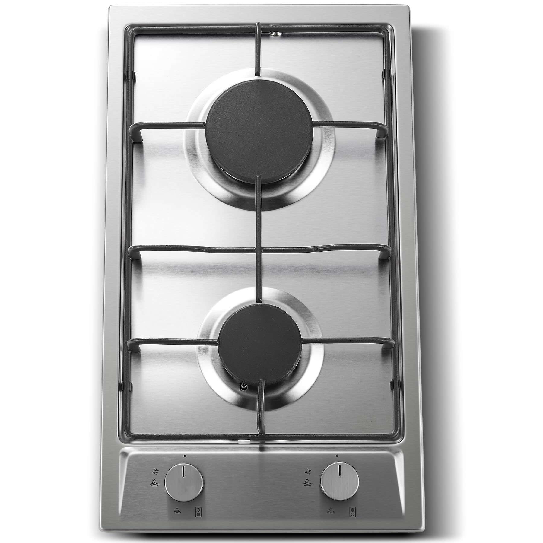 TopStrong Plaque de Cuisson Gaz 2 Feux Inox 30cm Encastrable Sécurité Thermocouple 4200W