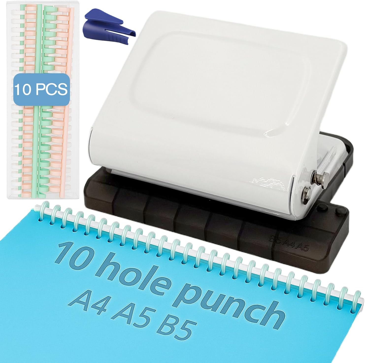 10 Hole Punch Binding Machine for Planners - White