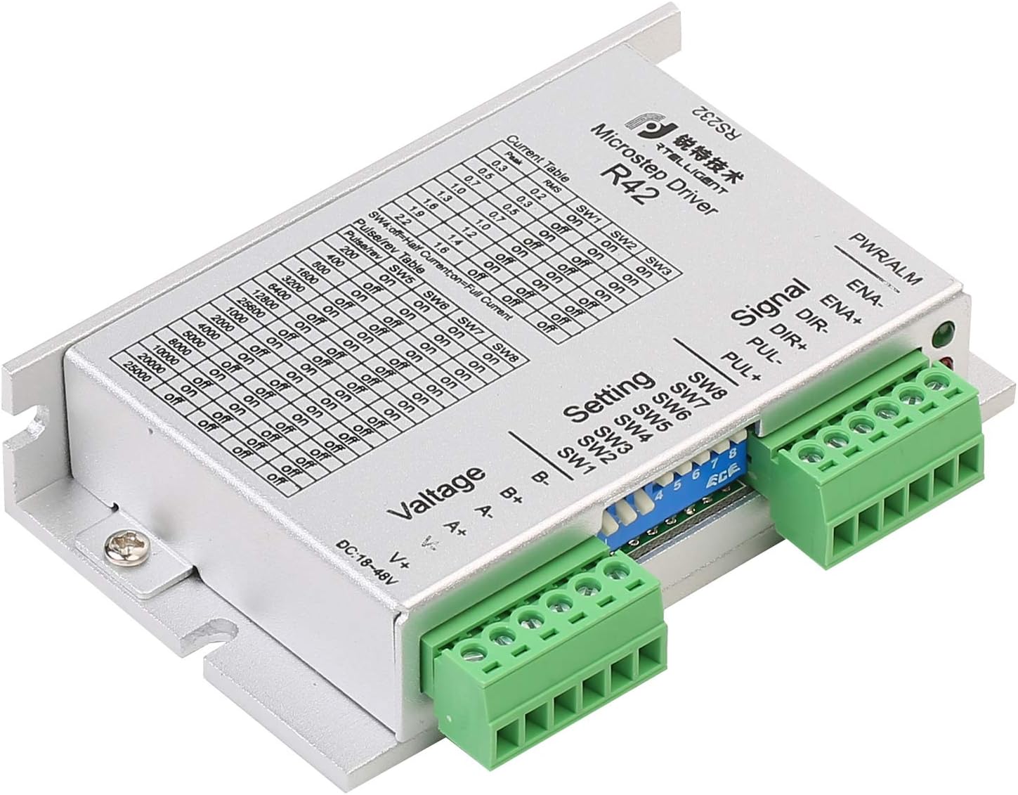 Stepper Motor Driver Nema 17 24~48VDC 0.3-2.2A Current 128 Subdivision Resolutions for Small-and-Medium Automatic Equipment with CNC Controller