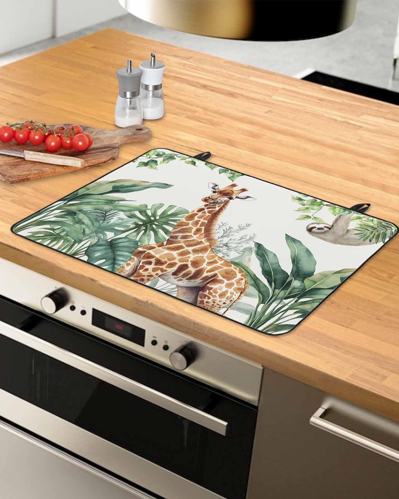Stove Cover for Electric Stove, Giraffe Sloth Banana Leaf Classic Stove Top Cover for Glass Top, Heat Rubber Mat Foldable Cooktop Cover Top Protector, 36