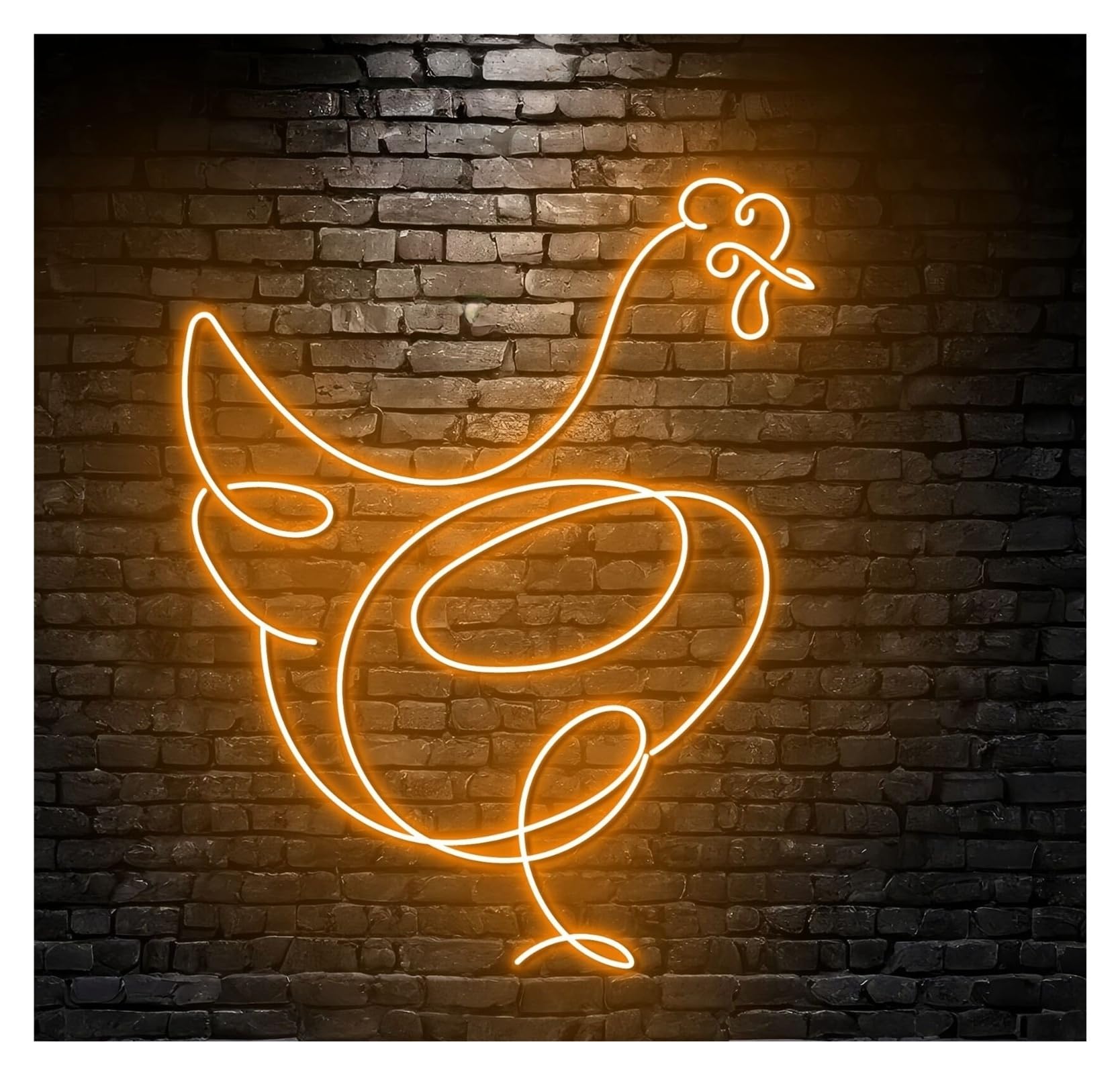 Rongch One Color Hanging Art Signs Chicken Neon Sign Rooster Animal Wild Life Led Wall Light Chick Hen Home Room Decor Storefront Window Display Business Entrance 58Cm