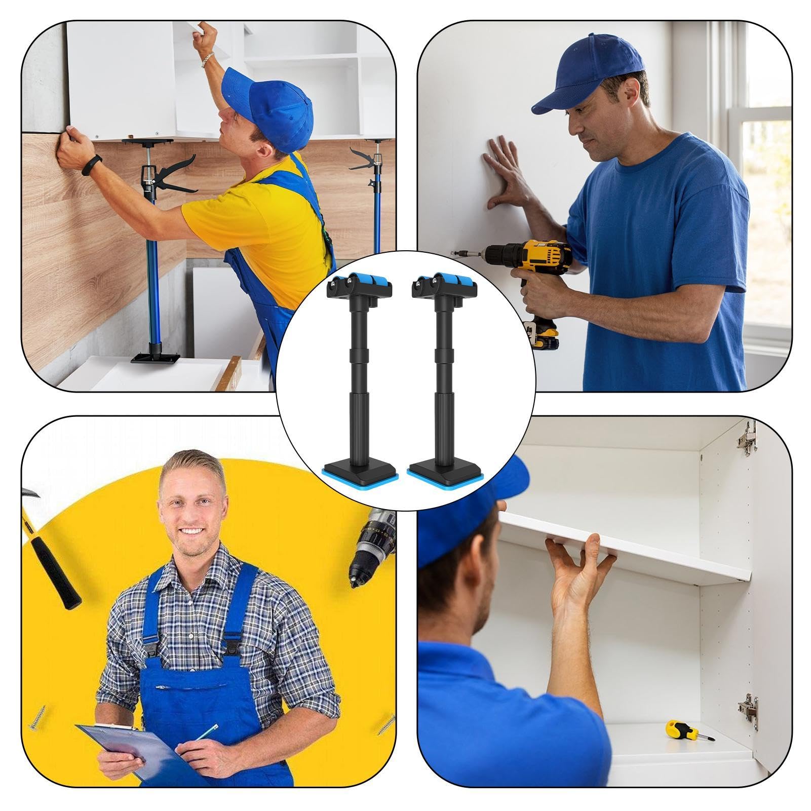 di supporto telescopica per il montaggio di mobili, altezza regolabile, per il sollevamento, risparmio di lavoro per camera da letto, bagno, garage, casa