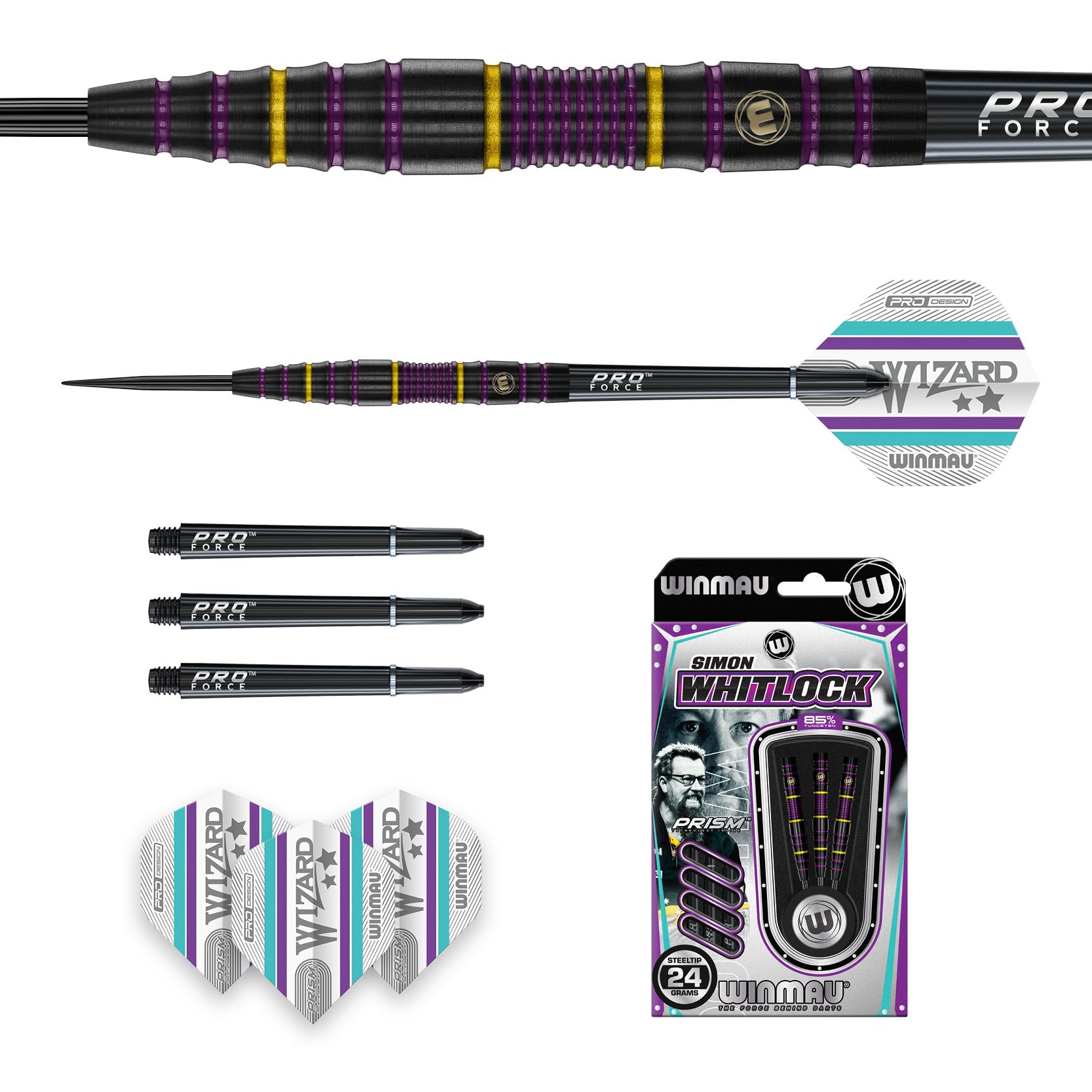 WINMAU Pro Series 85% Dart Set with Flights and Shafts Simon Whitlock