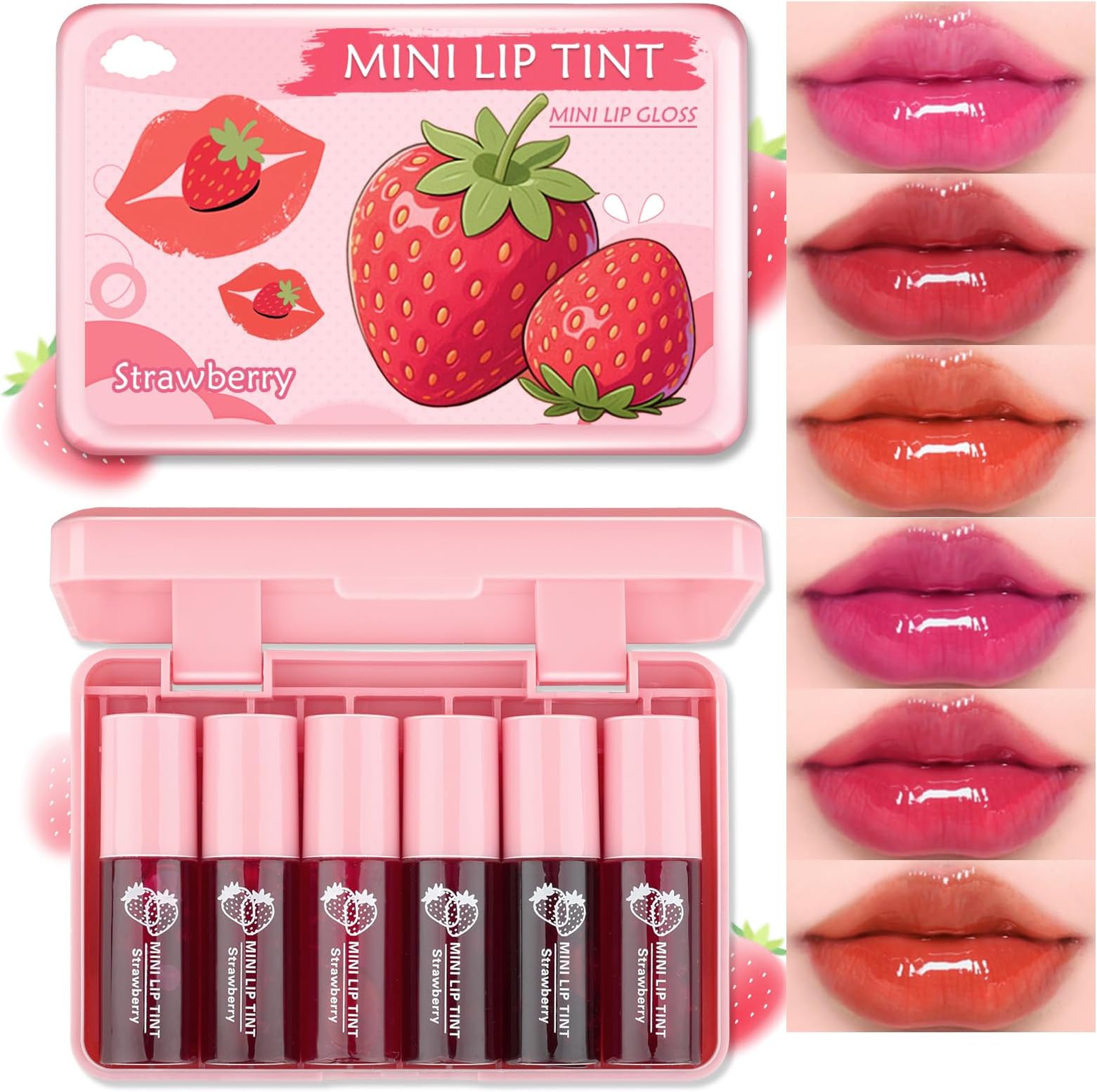 Lip Tint Stain,6 Colors Lip Stain Long Lasting Waterproof,Multi-use Lip and Cheek Stain,Mini Lipstain Liquid Lipstick,Lightweight tinta para labios,Moisturizing Red Lip Stain Set Lip Makeup
