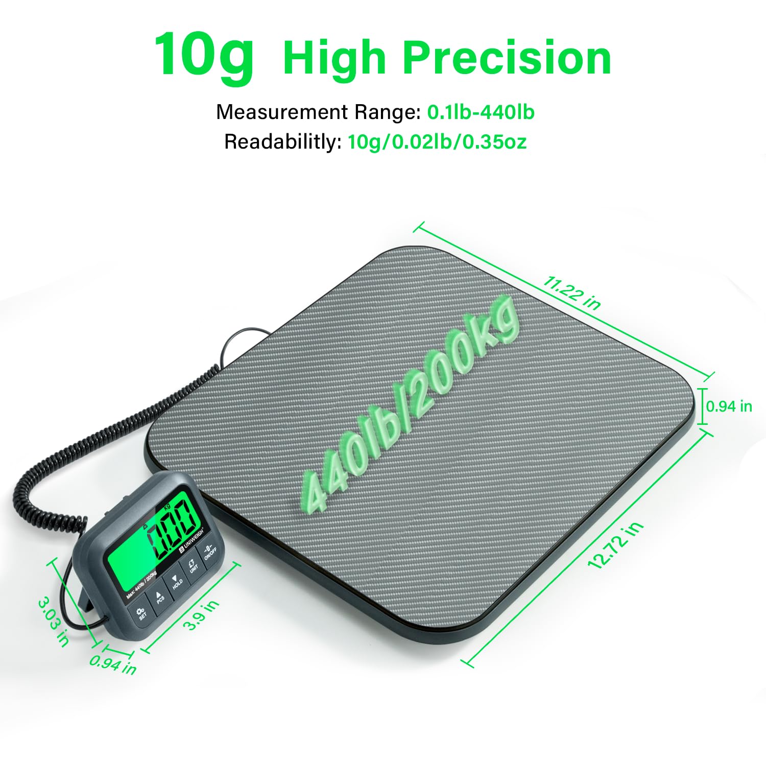 Digital Postal Scale 440lb High Accuracy 0 35oz Shipping Scale for Packages with Hold Tare Count Commercial Package — view 2