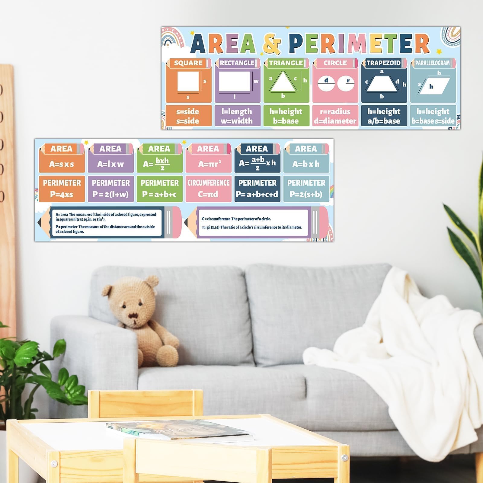 CHUNNIN Boho Rainbow Math Banner & Poster for Classroom Decor, 2 Pack, 13.4x39 Inches, Multi-colored, Boho Style, Math Classroom Banner for Elementary School - Image 7