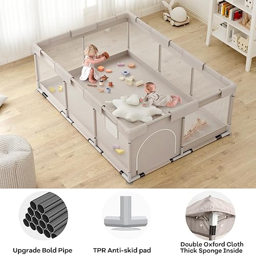 Miniatura 5 de ZEEBABA Corralito para bebés, 71 x 47 pulgadas para bebés y niños pequeños, corralito para niños, corralitos de juego para bebés y niños pequeños