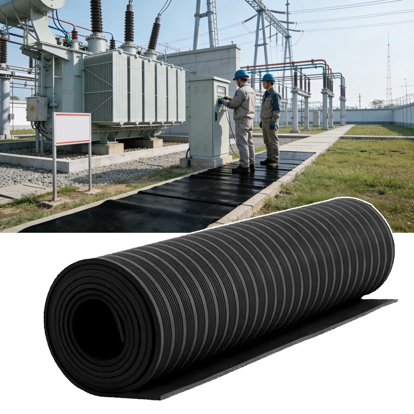 Alfombrilla Aislante, Alfombrilla Aislante de Alto Voltaje, Alfombrilla de Trabajo de Caucho Anti-electrocución de Alta Resistencia para centrales eléctricas, Suelo de Seguridad Industrial -