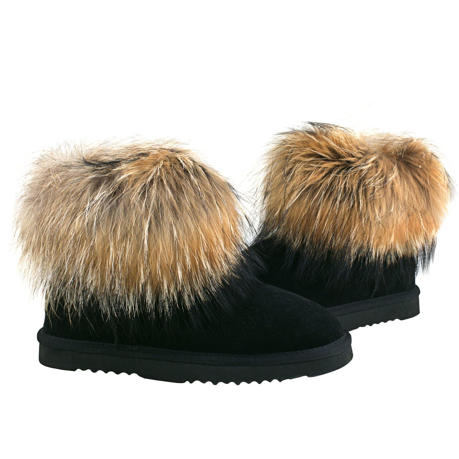 Shenduo Mujer Piel Botas Invierno Forrado de Piel Peluche | Forradas de Piel Cálido Clásico Material Cuero Botas para Clima Frío