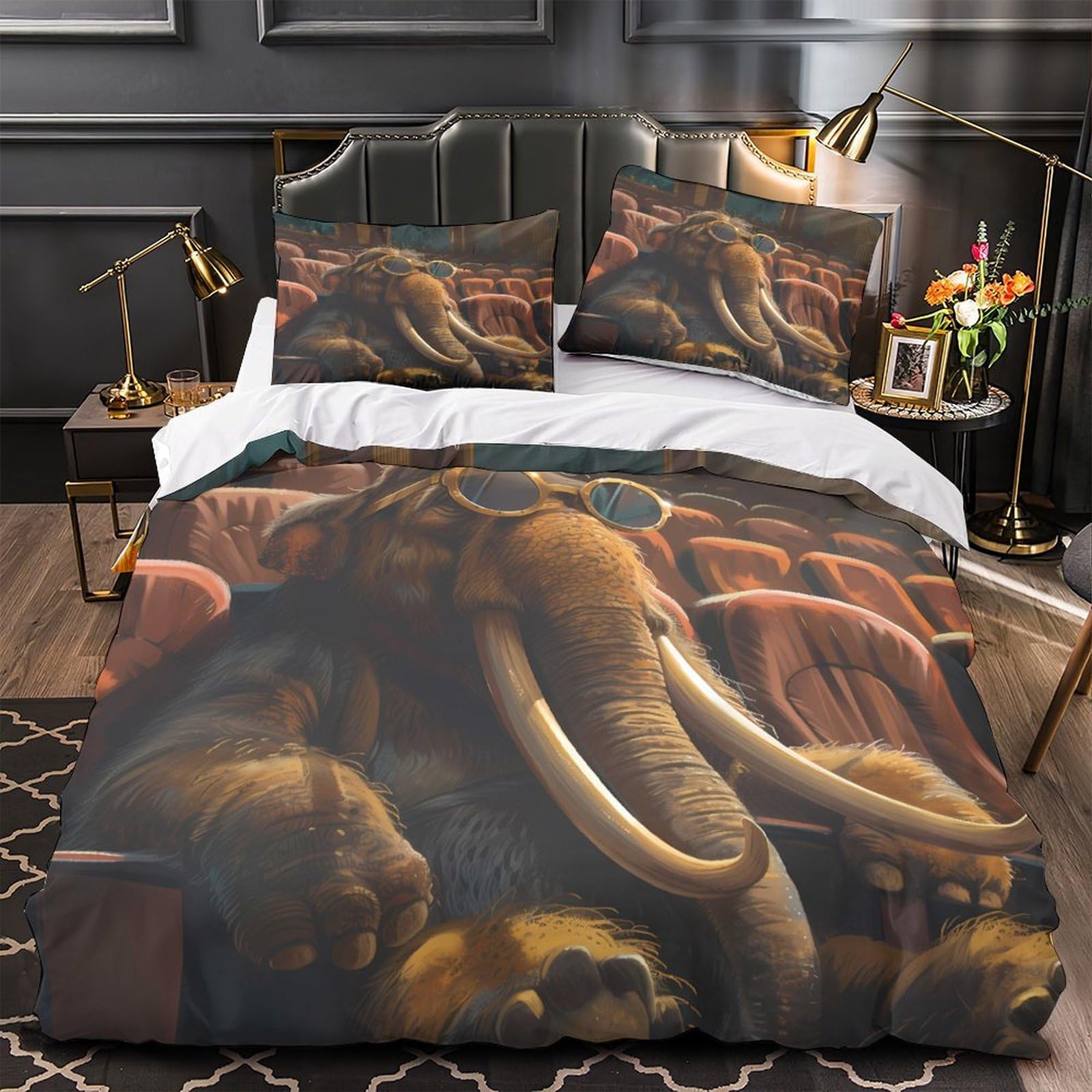 Parure de lit mammouth en microfibre ultra douce aux finitions haut de gamme 135x200