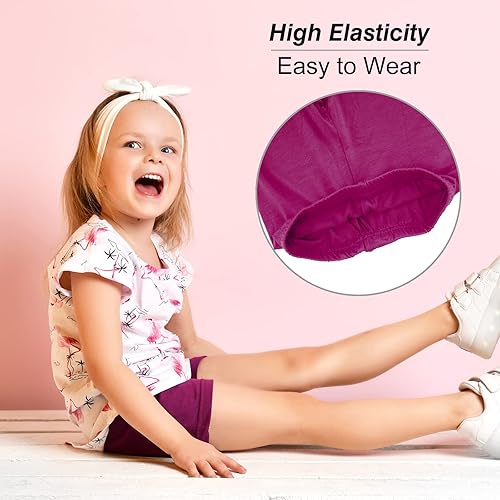 Miniatura 2 de 12 Pack Girls Dance Shorts, Toddler Biker Shorts Cartwheel Under Dress Pastel Kids Biking Clothes