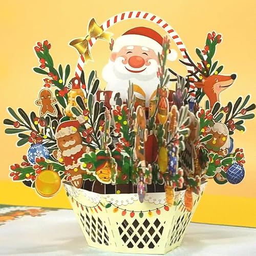 Miniatura 6 de CUTPOPUP - Tarjeta de Navidad emergente, tarjeta de Navidad 3D, Año Nuevo, tarjeta de felicitación navideña (cesta de Navidad Santa)