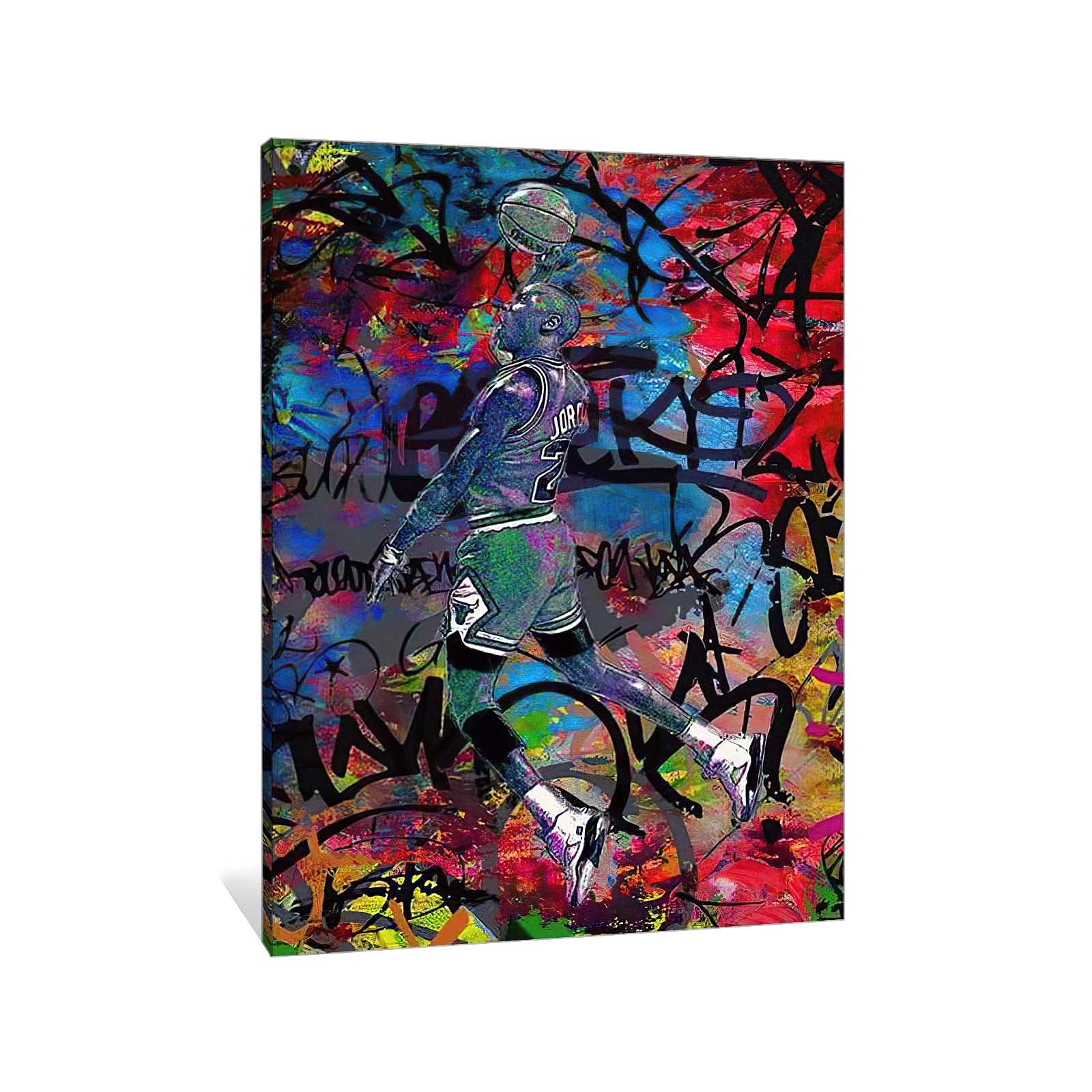 bpa Graffiti Wall Art Colorful Street Flying Man Prints Pictures, Banksy Graffiti Canvas Wall Art for Bedroom Decorations, Stretched and Framed Artwork for Home Wall Decor Easy to Hang (12x18 Inches)