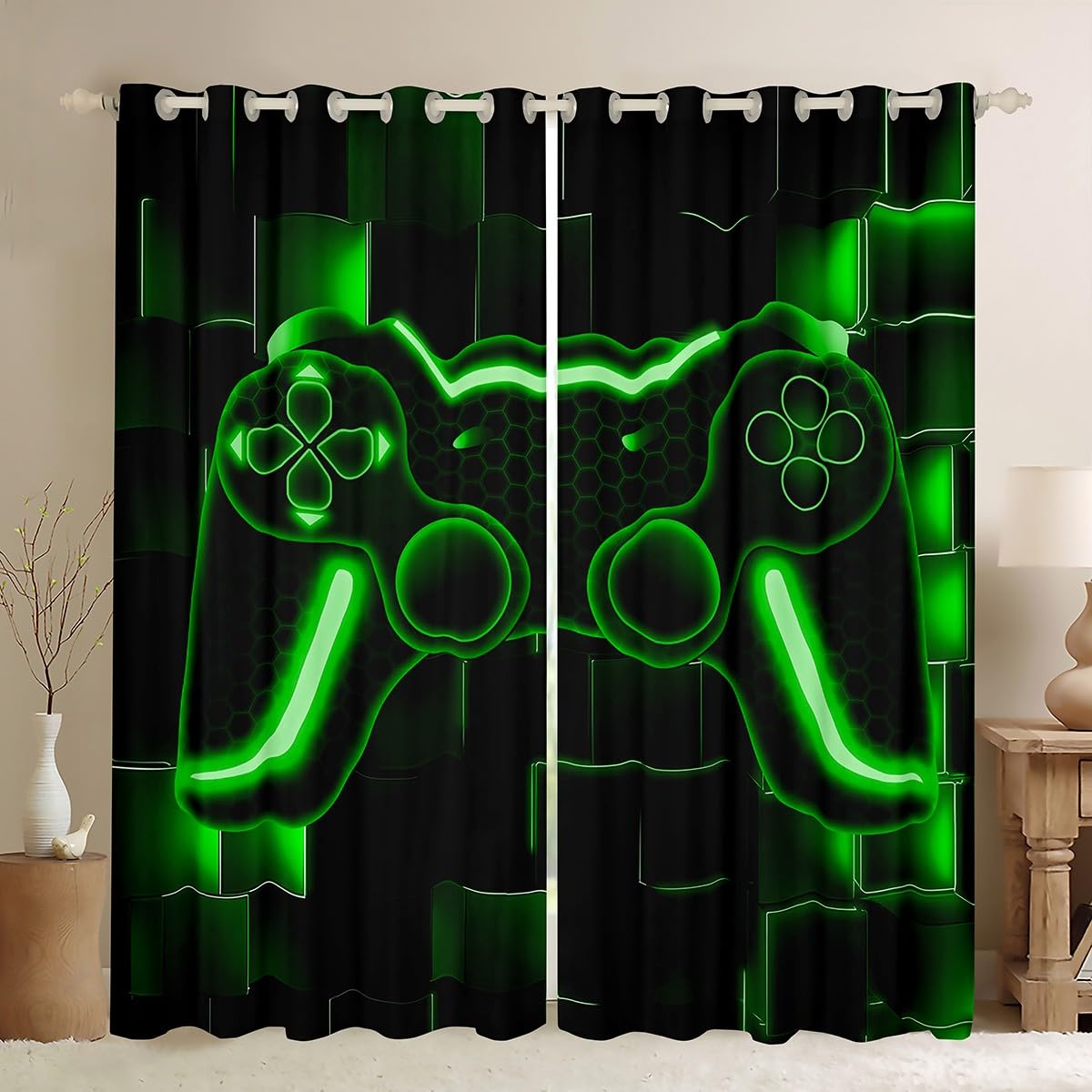 Rideau de fenêtre manette de jeu 137x117cm pour chambre de garçon