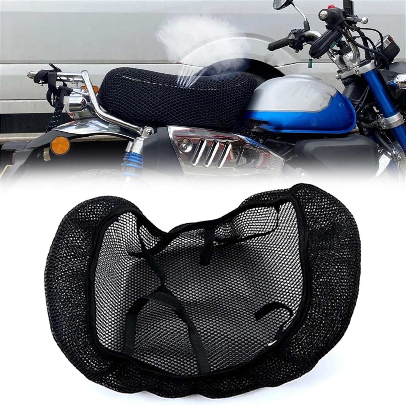 Selle moto brûlante ? Housse de siège respirante 3D Monkey 125 pour isoler de la chaleur solaire
