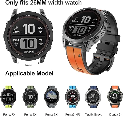 Miniatura 4 de ISABAKE Compatible con Fenix 5X Band, Fenix 7X Sport Correa de reloj de silicona para Garmin Fenix 5XFenix 5X PlusFenix 6XFenix 6X ProFenix