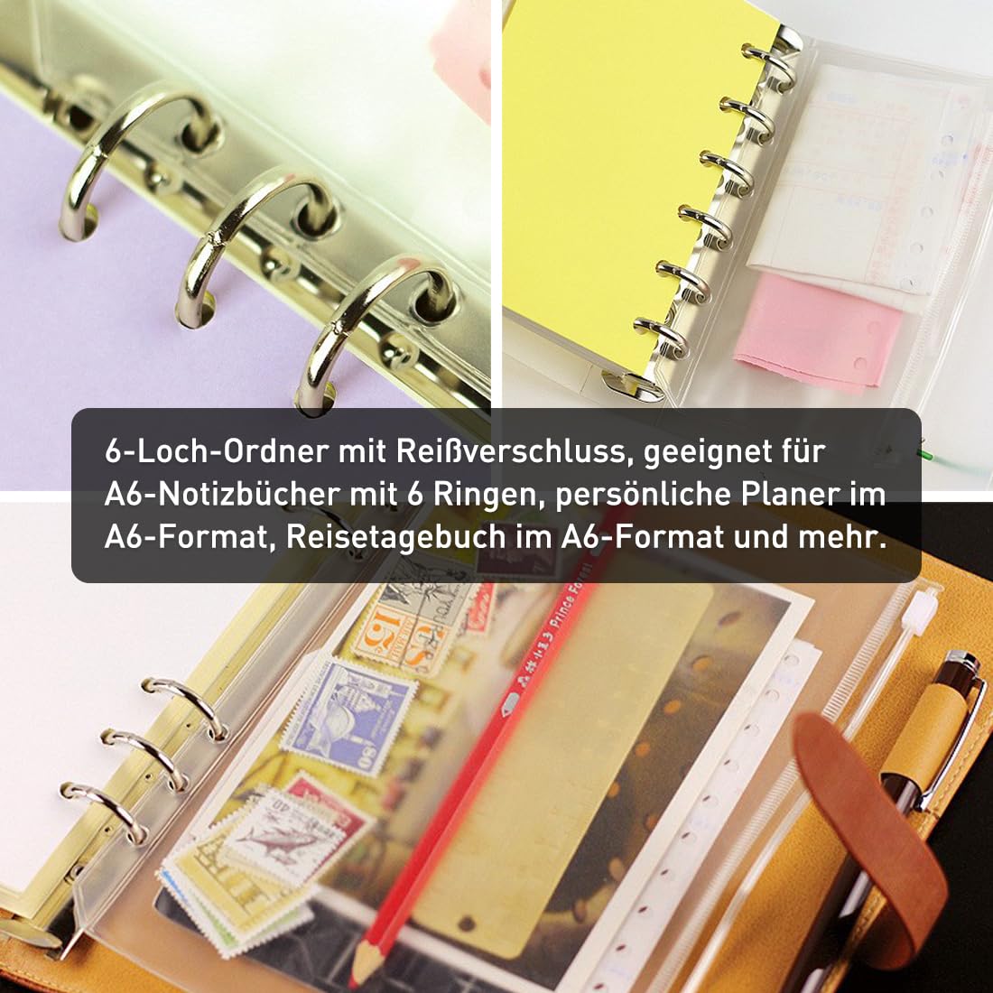 A6 Binder tassen 20 stuks 6 gaten doorzichtige PVC bindingtassen ritssluiting map waterdicht geld budget enveloppen voor A6 bindmiddel budget notitieboek enveloppen planner losse bladzak