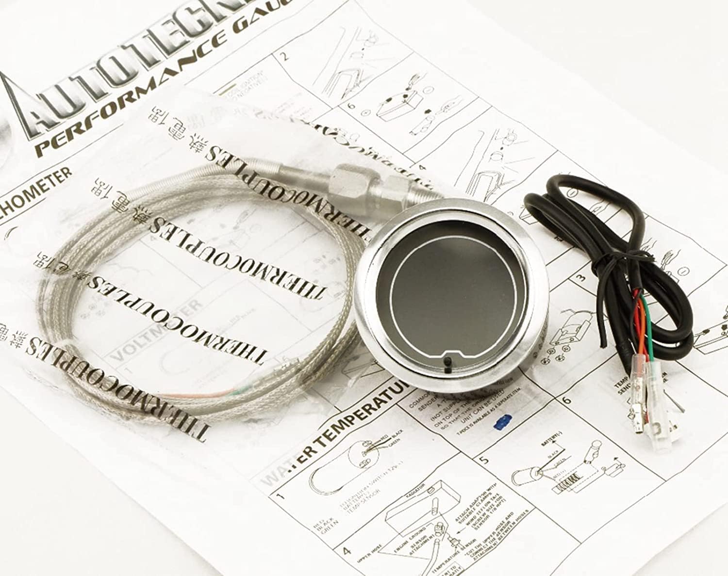 Black 7 Color LED Display 100 PSI Oil Pressure Gauge Kit for Car Truck| Includes Pressure Sensor | 7 Adjustable Color LED | Dual Digital Analog Output |2-1/16" 52mm