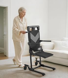 VOCIC AX35 Electric Chair Lift for Seniors - 4-Wheel Portable Floor Stand Assist, 350 lbs Capacity, T-Stable Base