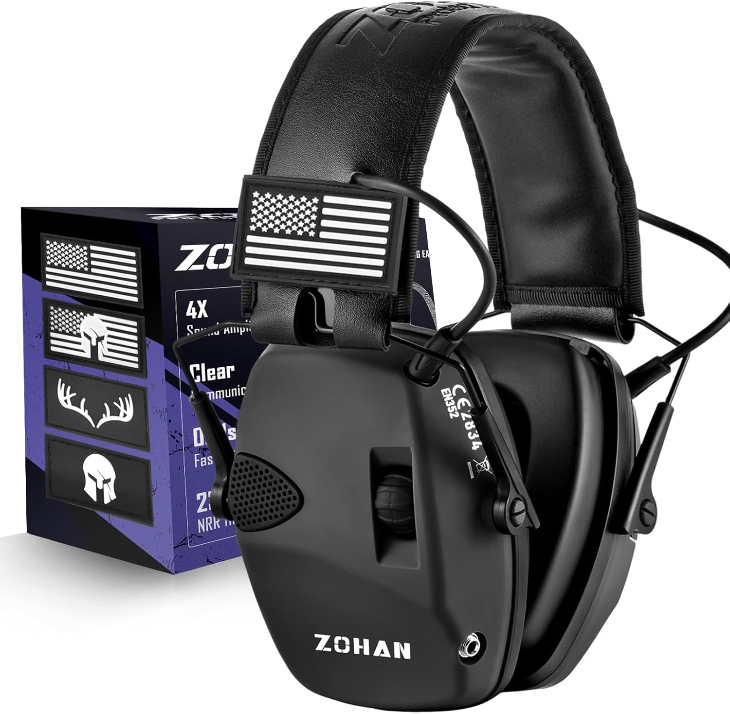ZOHAN Electronic Shooting Earmuffs, Hearing Protection Shooters, NRR 23dB Noise Reduction Gun Range Ear Protection Headphones