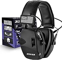Vista 13 de ZOHAN Electronic Shooting Earmuffs, Hearing Protection Shooters, NRR 23dB Noise Reduction Gun Range Ear Protection Headphones Con parches-negro