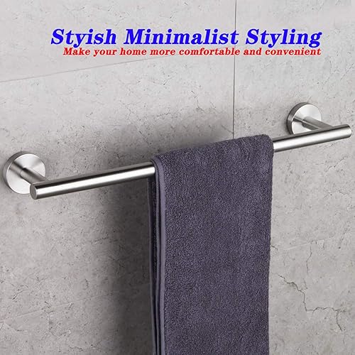 Miniatura 3 de GERZWY Barra para toallas de baño de 24 pulgadas, de acero inoxidable cepillado, estilo contemporáneo, montaje en pared para baño y cocina