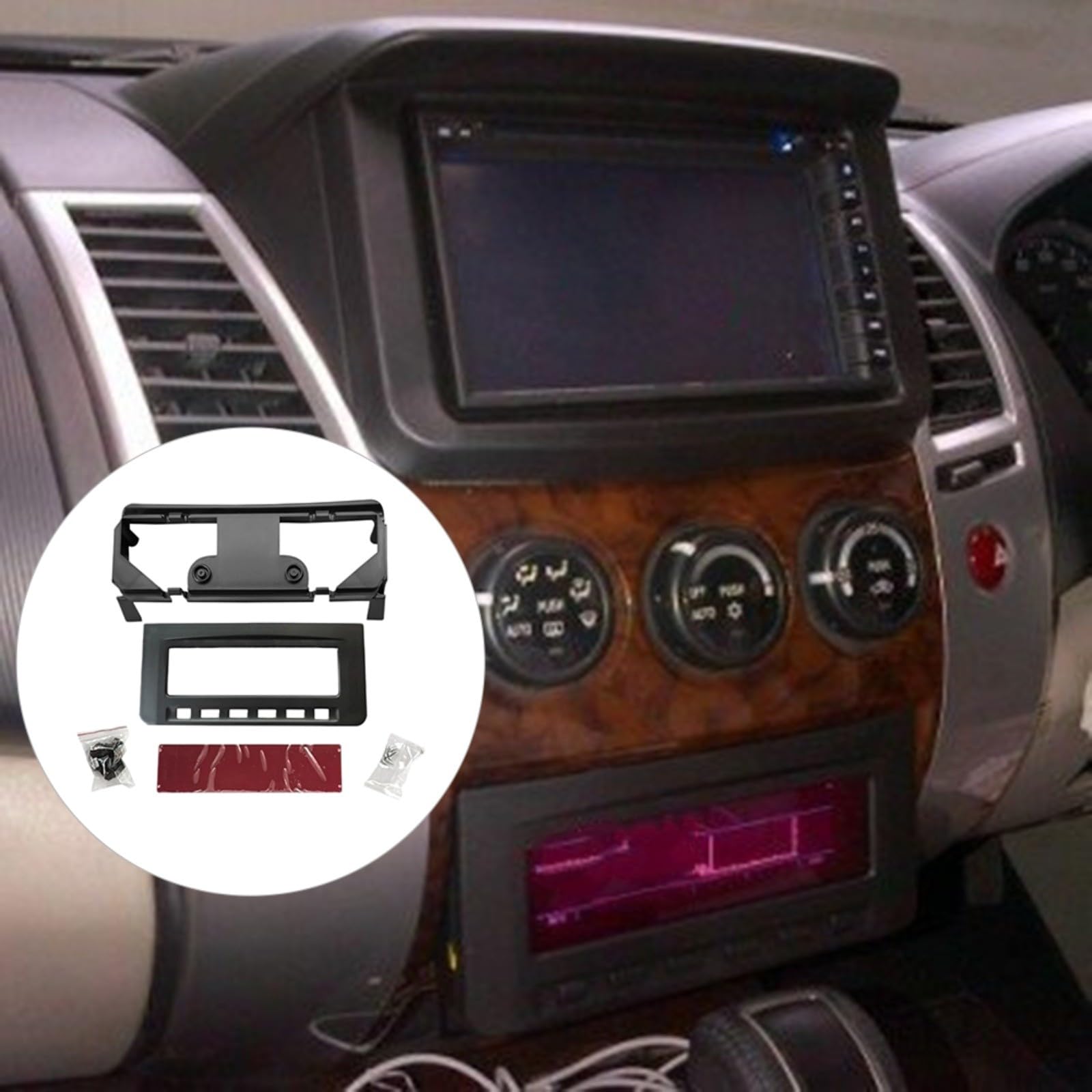Mascherina autoradio 2DIN per Mitsubishi L200 per PAJERO Sport, ABS per cruscotto, kit di allestimento audio, nero