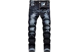 JUNBAOSS Men's Slim Fit Ripped Jeans: Urban Denim Redefined