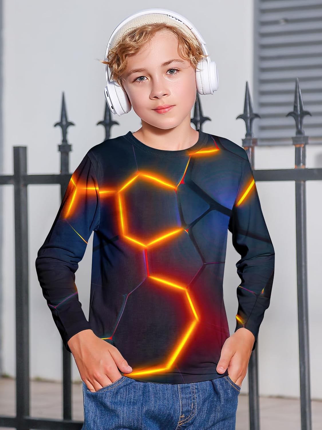 RAISEVERN Boys Girls 3D T-Shirt Graphic Print Tees Long Sleeve Shirts Size 6-14 - Image 3