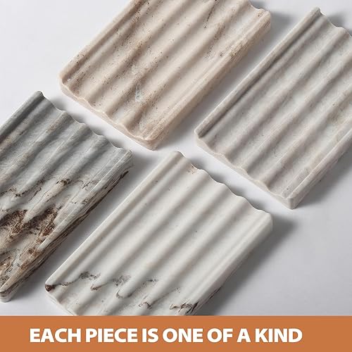 Miniatura 6 de Koville Jabonera de mármol natural para ducha, bandeja de jabón de piedra para baño, soporte para jabón de barra para fregadero, bandeja de piedra