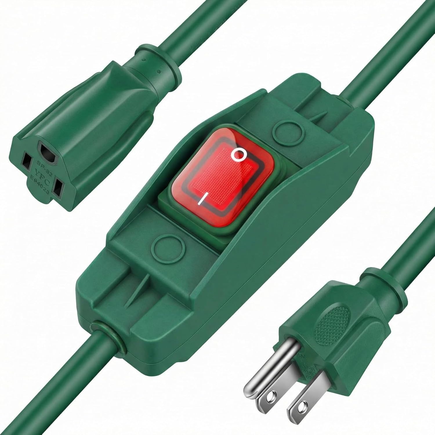 Weewooday 1.3ft Extension Cord with Switch, 3 Prong Weather Proof Extension Cord with on Off Switch, Heavy Duty 15a 125v 1875w Grounded Outlets Plugs for Indoor/Outdoor Electrical Appliances