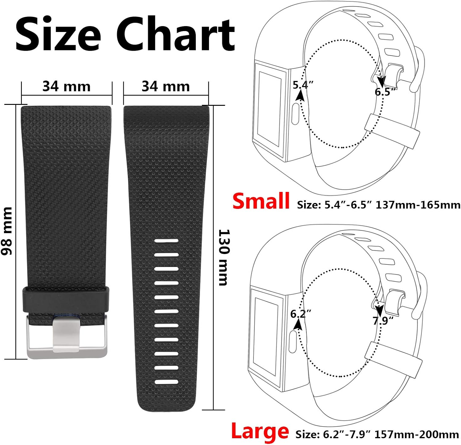KingAcc for Fitbit Surge Bands, Replacement Band Strap for Fitbit Surge Watch Fitness Tracker Original Wrist Band Accessories Small & Large