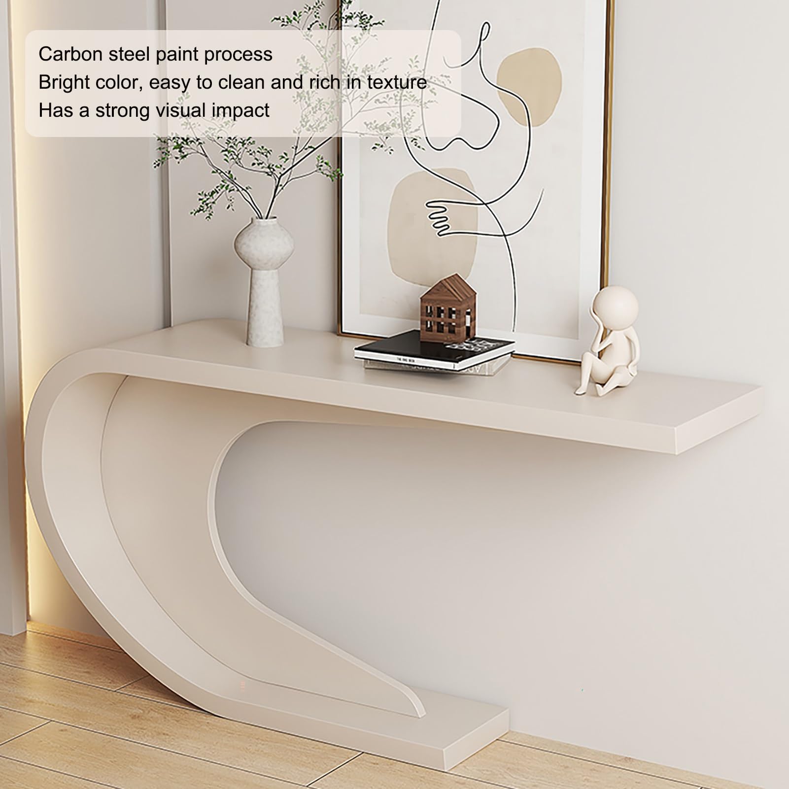 JHDXL Mesa Consola Moderna Entrada Recibidor, Mesa de Entrada con Marco geométrico de Metal, Mueble Recibidor para Sofá Estrecha para Entrada, Sala de Estar(Grey)