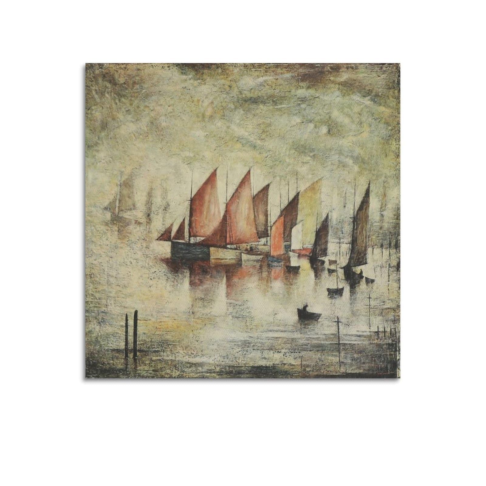 KANGZENG L. S. Lowry Painter Works (Sailing Boats) Art Posters Art Canvas Decor Wall Print Photo Home Modern Decoratives 16x16inch(40x40cm)