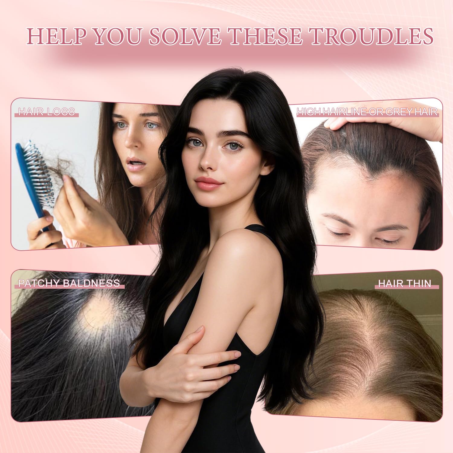 YAMI hair toppers for women real human hair (Ombre Brown with Blonde Highlight)