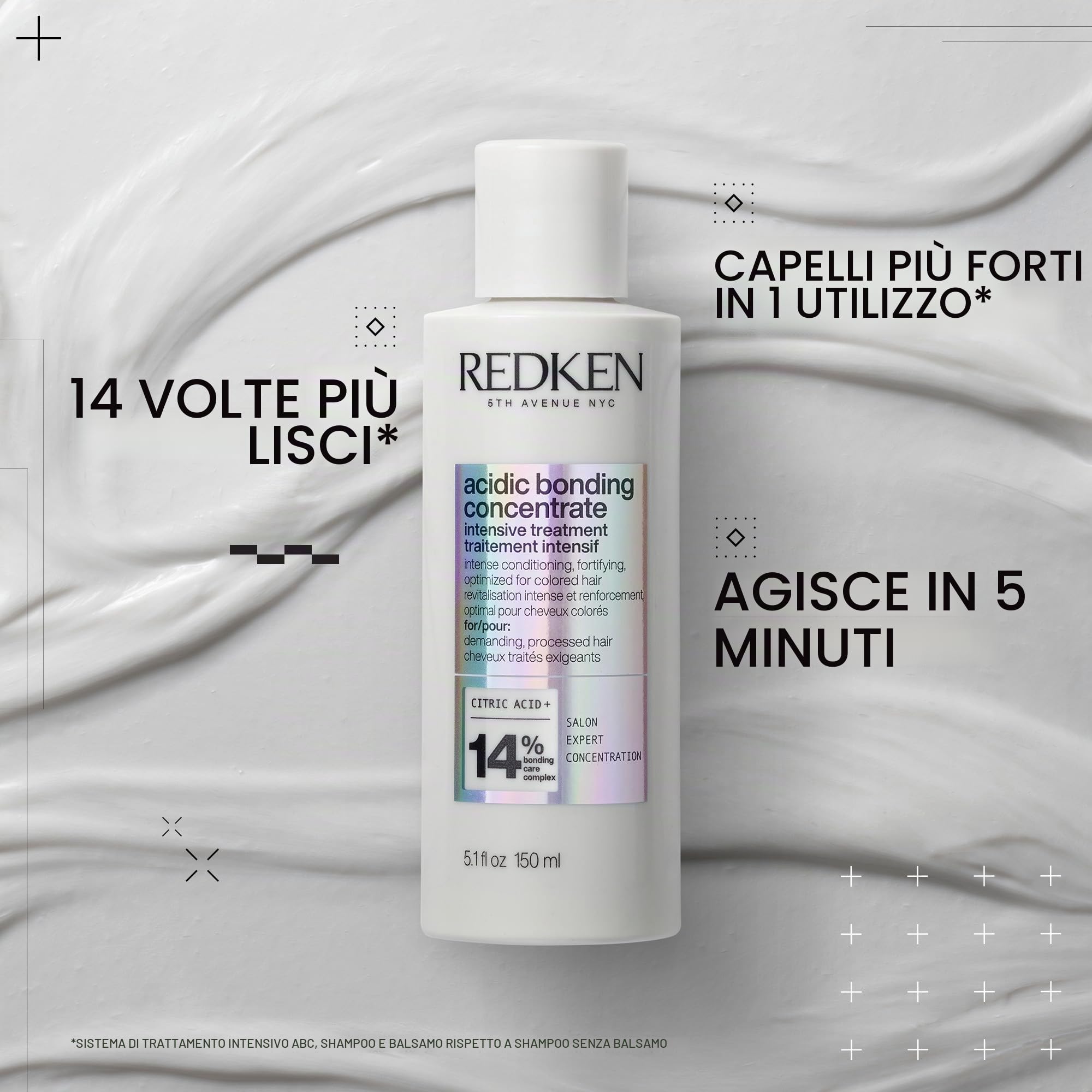 Redken Trattamento Intensivo Pre-Shampoo per Tutti i Tipi di Capelli Danneggiati e Fragili, Riparazione Intensa, Formula Vegana, Acidic Bonding Concentrate, 150 ml