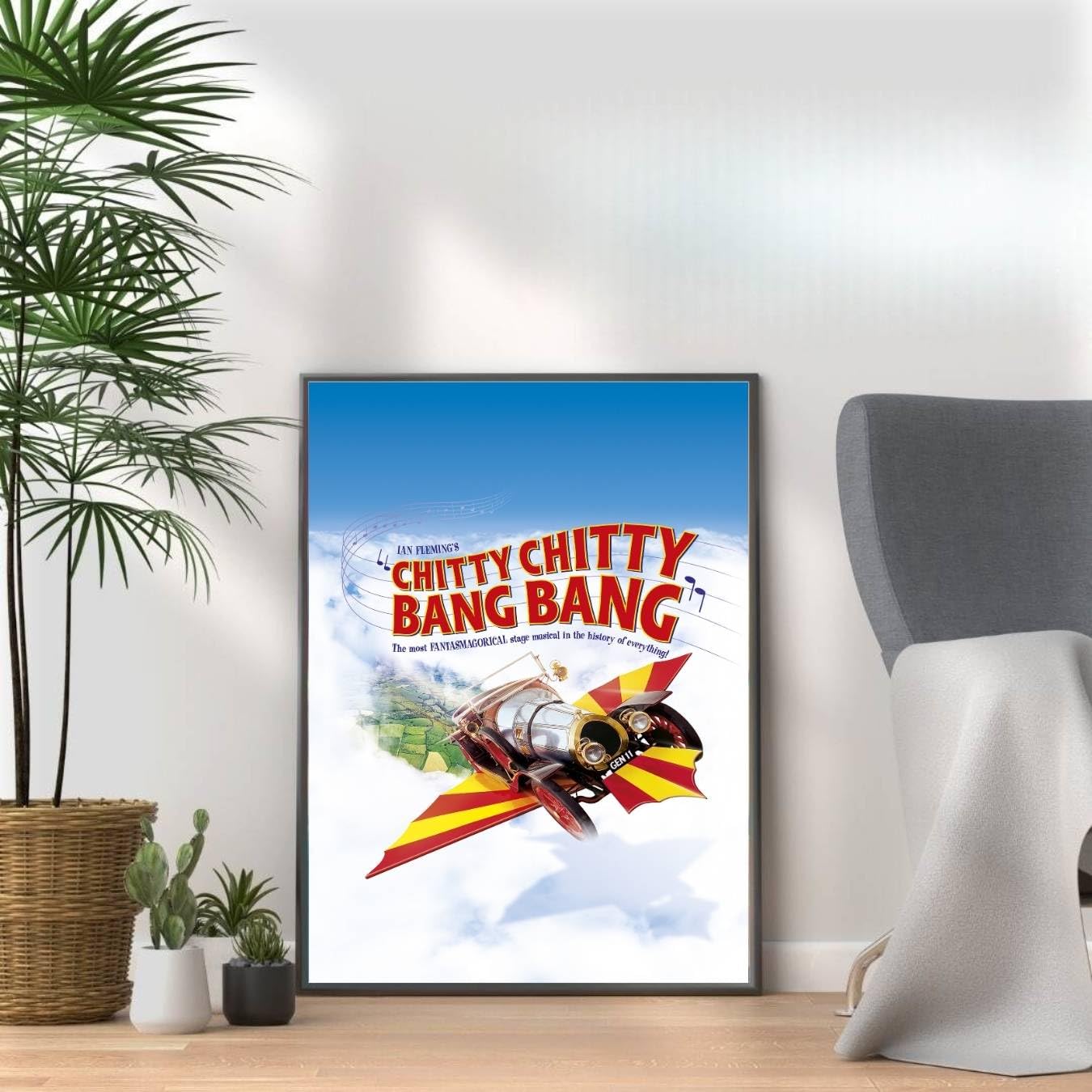 Chitty Chitty Bang Bang Poster Print, Musical Print, A4 A3 West End Broadway Theatre Show, Wall Art Deco Special Canvas West End Print, London theatre art frame options (A4 Print Only)