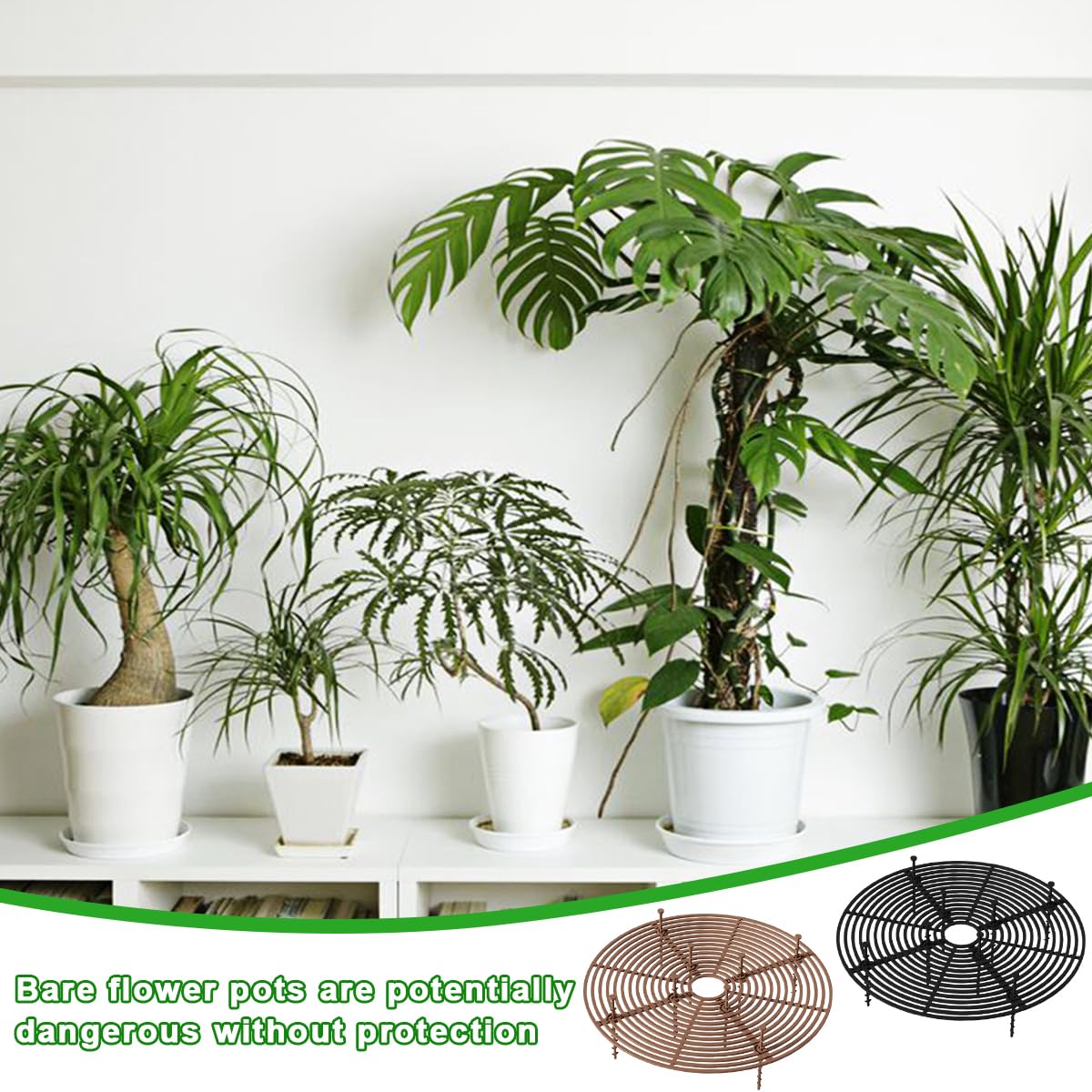 4 Pièces Grilles de Pots de Plantes, Cache-Pot de Fleurs Jusqu'à 30 cm de Diamètre Couvercle de Protection du Sol pour Pots de Fleurs Protéger Les Plantes Contre Chats Enfants