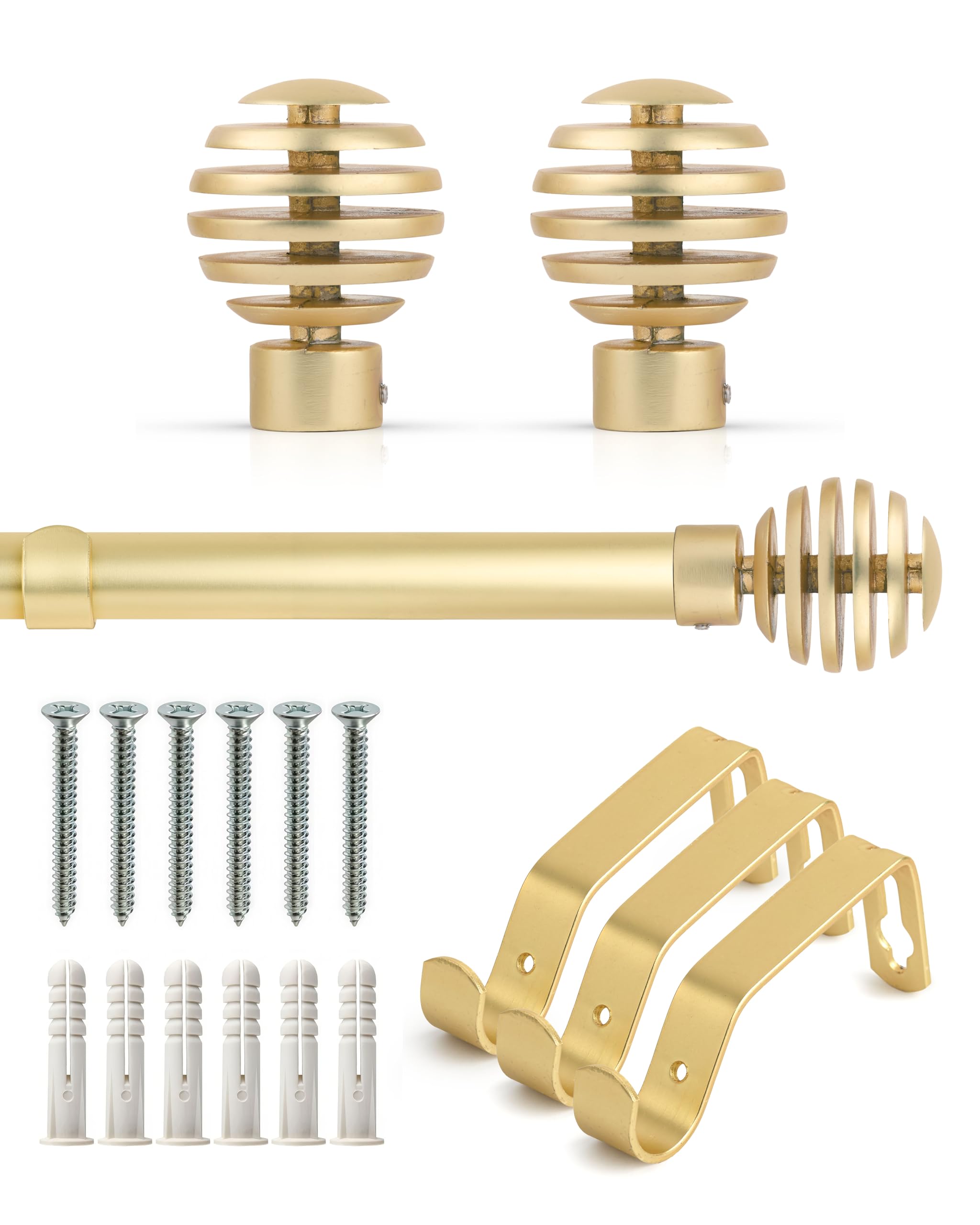 Emma Barclay  Gold Curtain Pole Extendable Slice in Size 160-300cm, Sports Direct