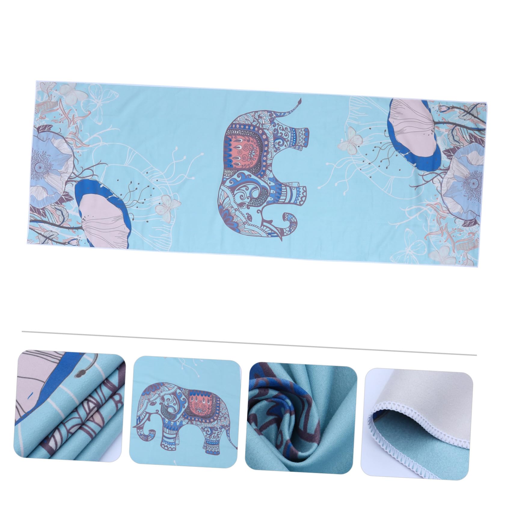 Tappeto Yoga Antiscivolo Doppia Faccia in Peluche Stampato Blu