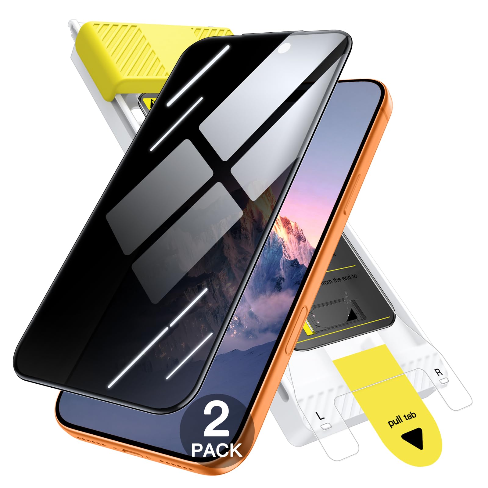 JETech 3D 9H+ Privacy Screen Protector for iPhone 17 Pro Max, 2 pcs | Full Coverage, Auto-Alignment Frame, Anti-Spy Tempered Glass, Anti-Fingerprint, Case Friendly