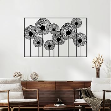 EANHIPE Metal Leaves Wall Decor, Leaf Metal Wall Art, Rustic Nature Wall Art, Abstract Leaves Wall Hanging, Modern Farmhouse Wall Decorations, House Decorations Living Room Black, 35"x22"/90x56cm