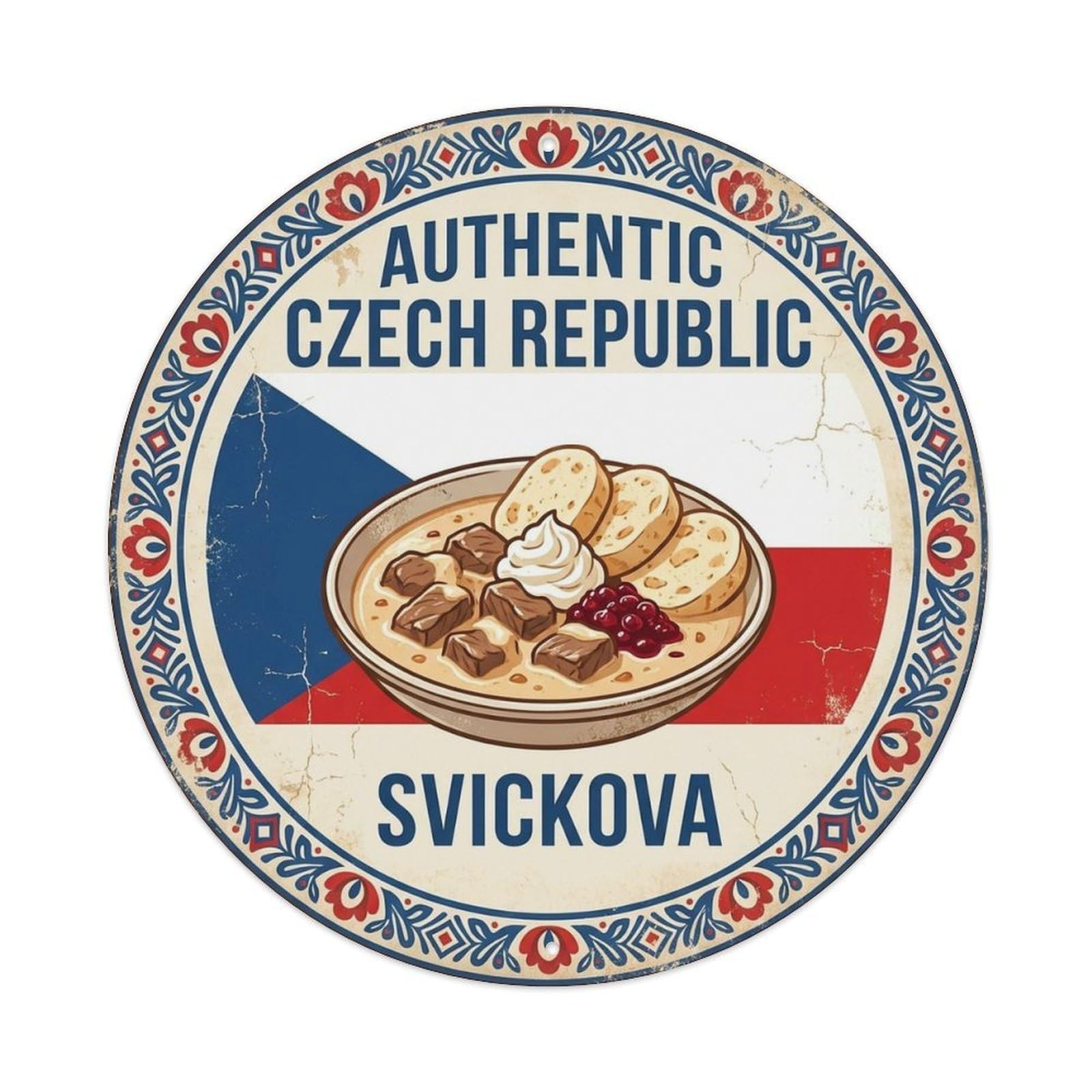 Czech Republic Travel Svickova Czech Meat Dish Cuisine Metal Tin Sign