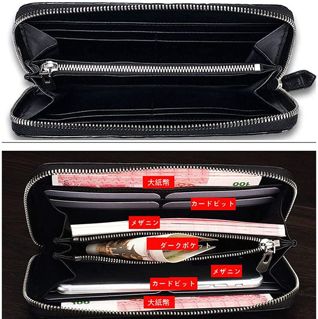 Amazon.co.jp: [XINXIKEJI] 本クロコダイル革 長財布 ワニ革 大容量