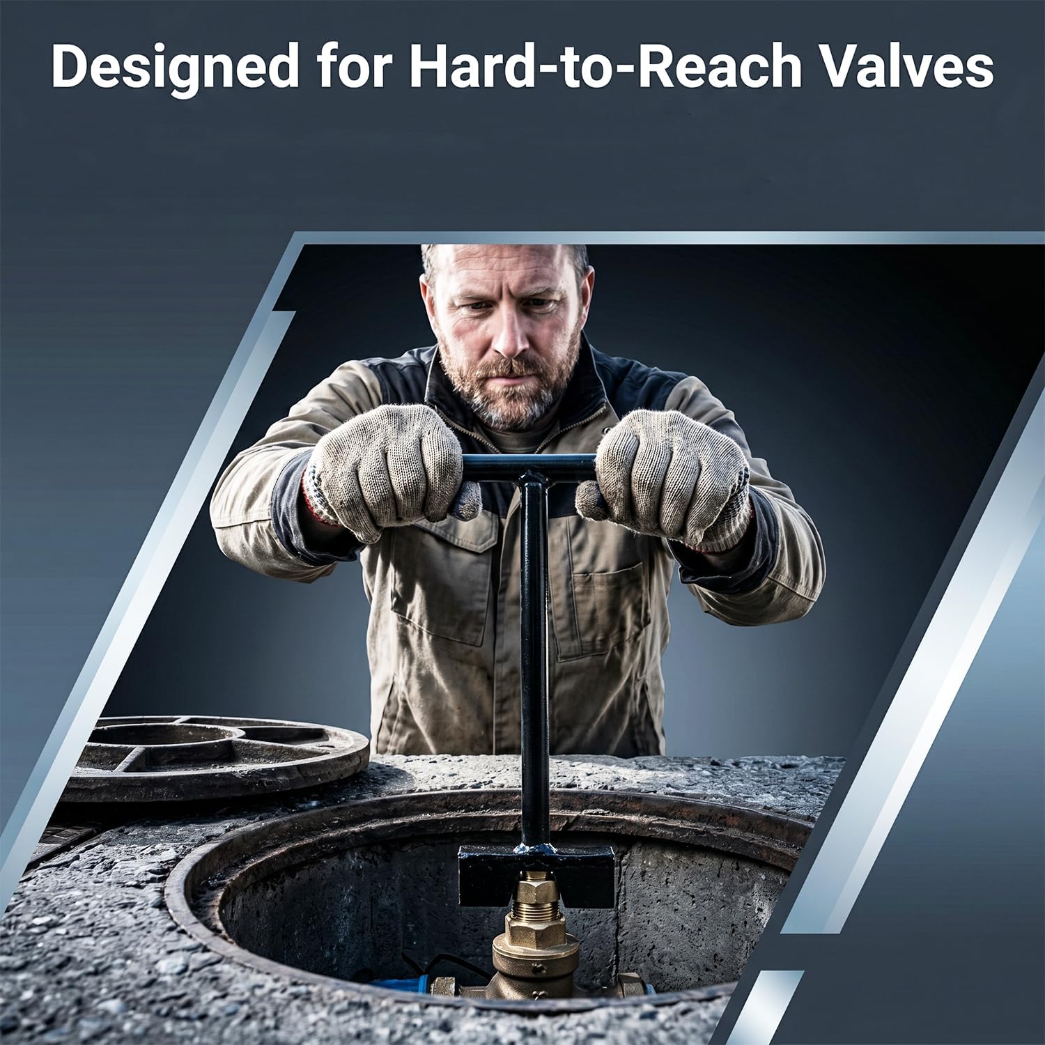 Long-Handle Ball Valve Wrench – Water Valve Shut-Off Tool for Fire Hydrant and Sprinkler, PVC and Ball Valves, Extended Handle for Hard-to-Reach Valves