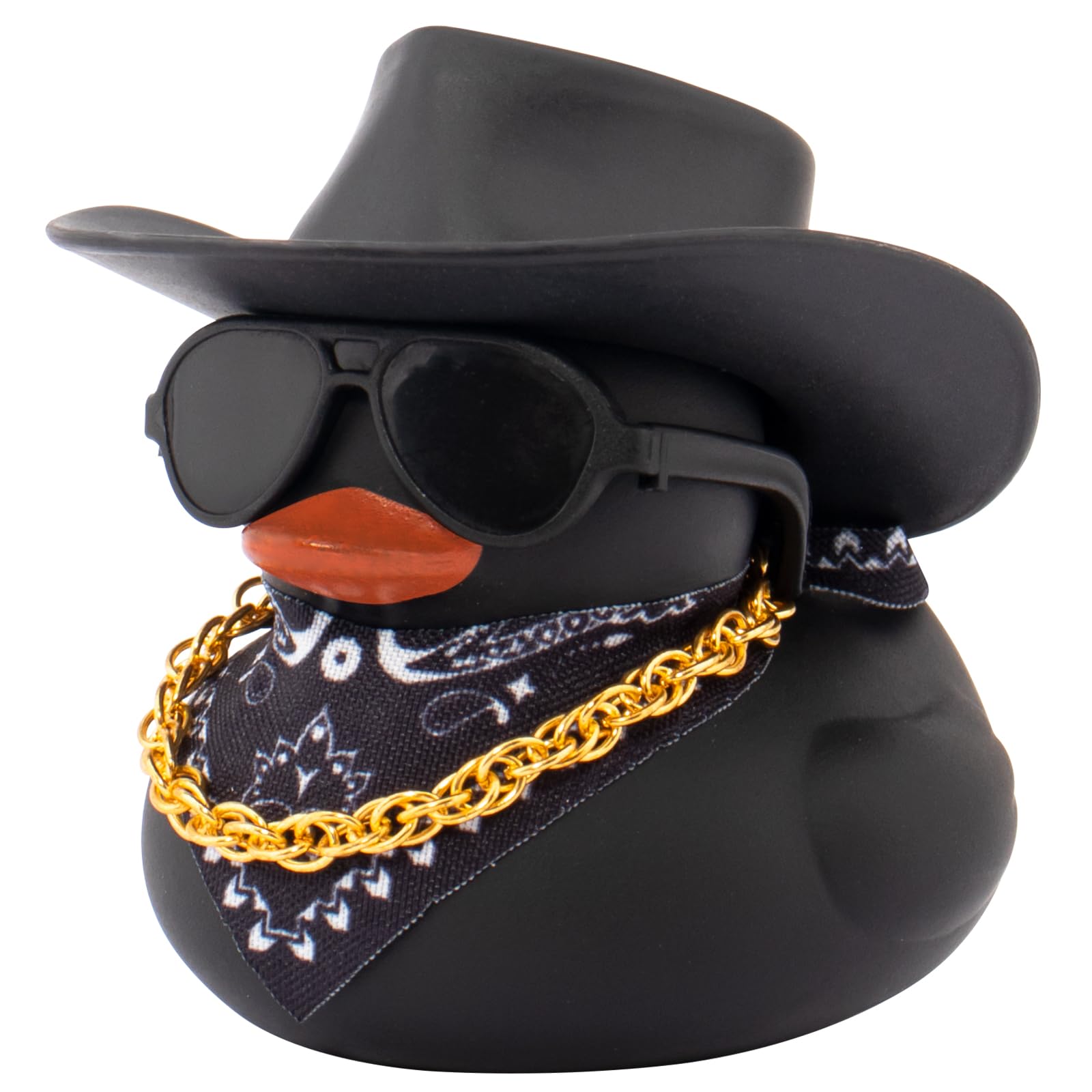 wonuu Car Dashboard Colorful Rubber Ducks Decorations, Rubber Ducky for Car Ornament Cute Duck with Cowboy Hat, Glasses, Necklace, Scarf, Black
