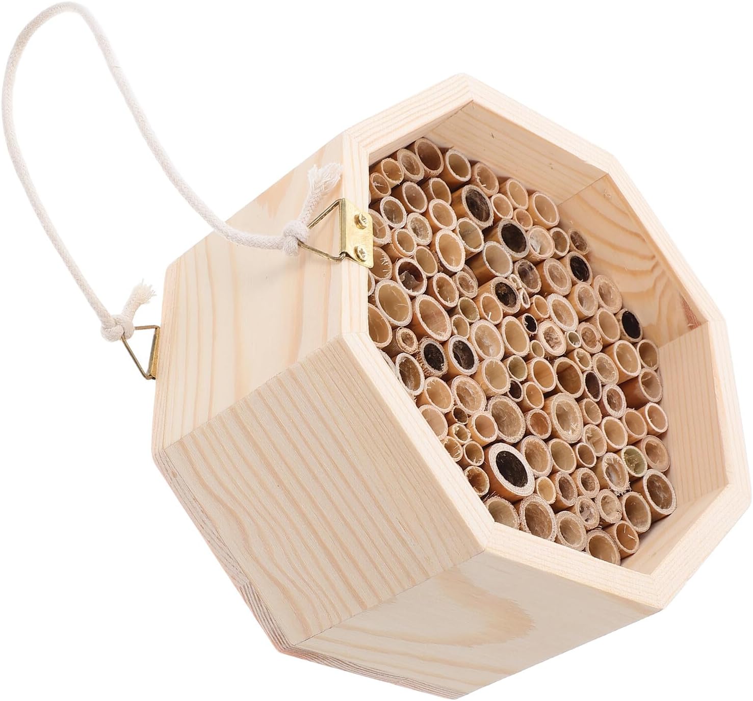 Outanaya Wooden Insect Hotel with Mason Bee House and Butterfly Shelter for Outdoor Garden, Natural Wood Bug Habitat Nesting Box for Ladybugs and Beneficial Pollinators